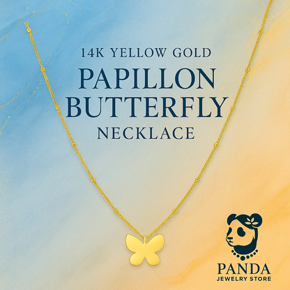 14k Yellow Gold Papillon Butterfly Necklace
