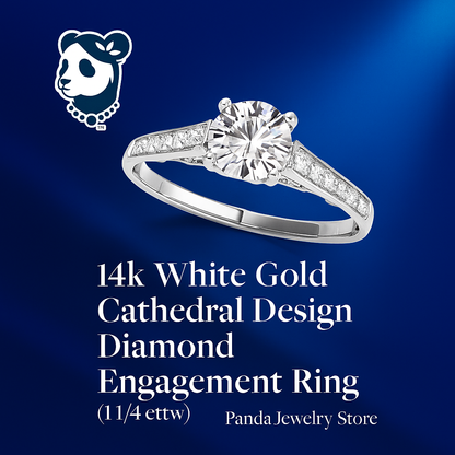 14k White Gold Cathedral Design Diamond Engagement Ring (1 14 cttw)