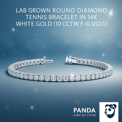 Lab Grown Round Diamond Tennis Bracelet in 14k White Gold (10 cctw F/G  VS2/SI1)