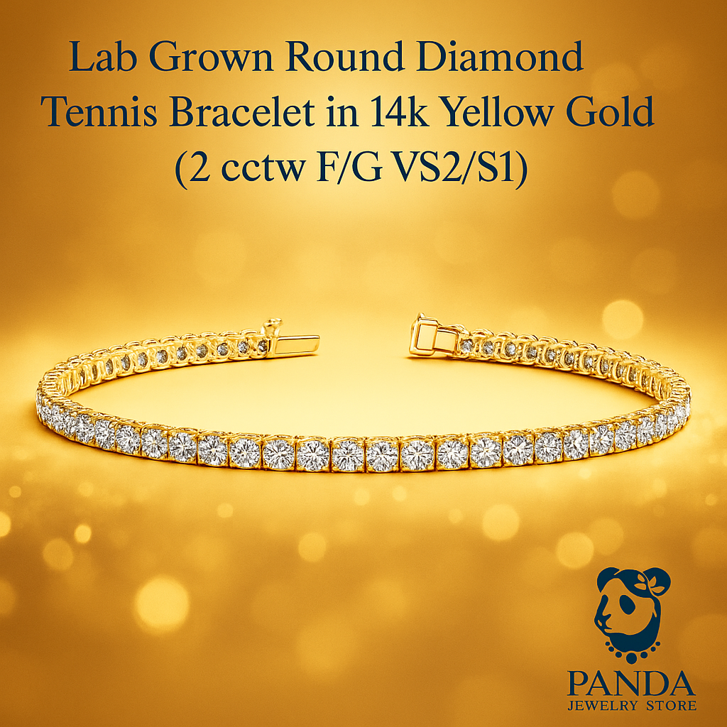 Lab Grown Round Diamond Tennis Bracelet in 14k Yellow Gold (2 cctw F/G  VS2/SI1)