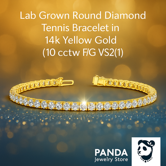 Lab Grown Round Diamond Tennis Bracelet in 14k Yellow Gold(10 cctw F/G  VS2/SI1)