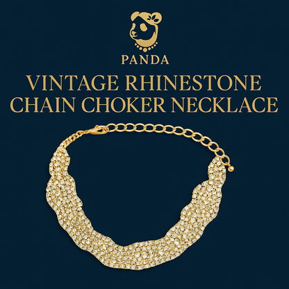 Vintage Rhinestone Chain Choker Necklace