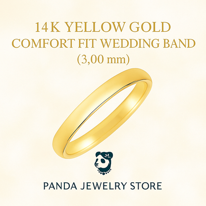 14k Yellow Gold Comfort Fit Wedding Band(3.00 mm)