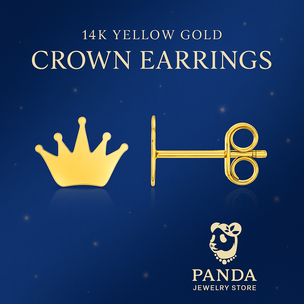 14k Yellow Gold Post Earrings with Crowns