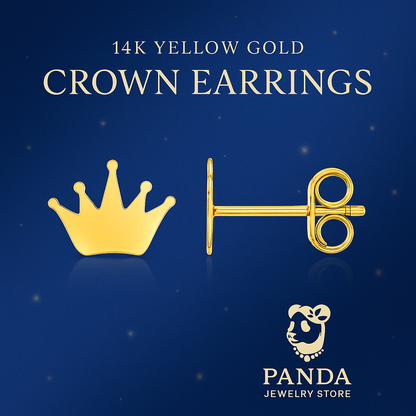 14k Yellow Gold Post Earrings with Crowns