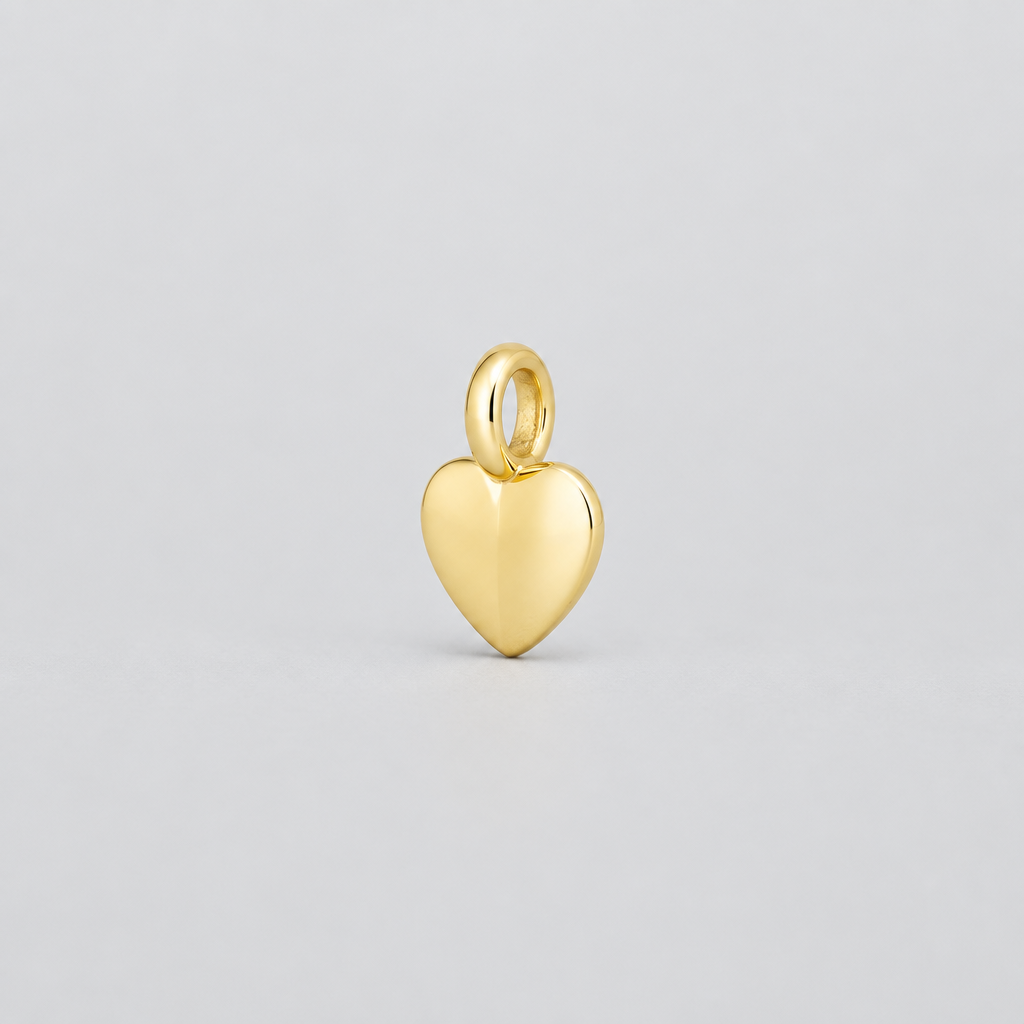Mini Heart Charm Pendant in 14K Yellow Gold – High Polish Fine Jewelry