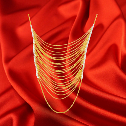 Elegant Draped Gold Chain Bib Necklace for Evening & Special Occasions