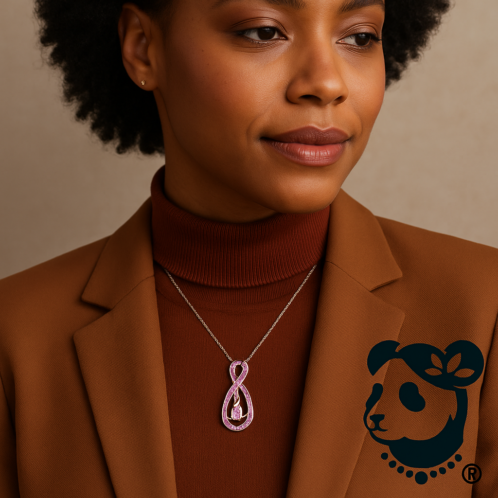 Elegant Infinity Pendant – 925 Silver Necklace with Pink Tourmaline & Sparkling Stone