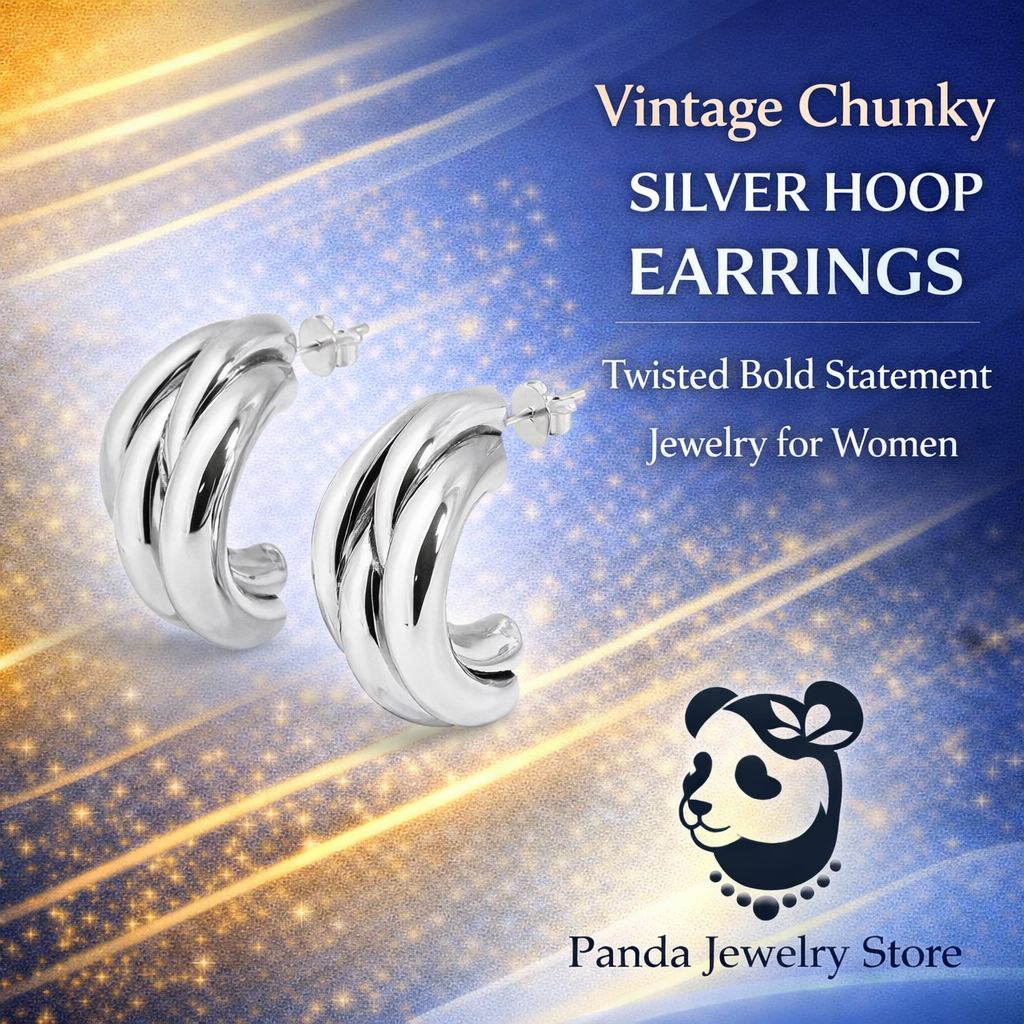 Vintage Chucky Silver Hoop Earrings