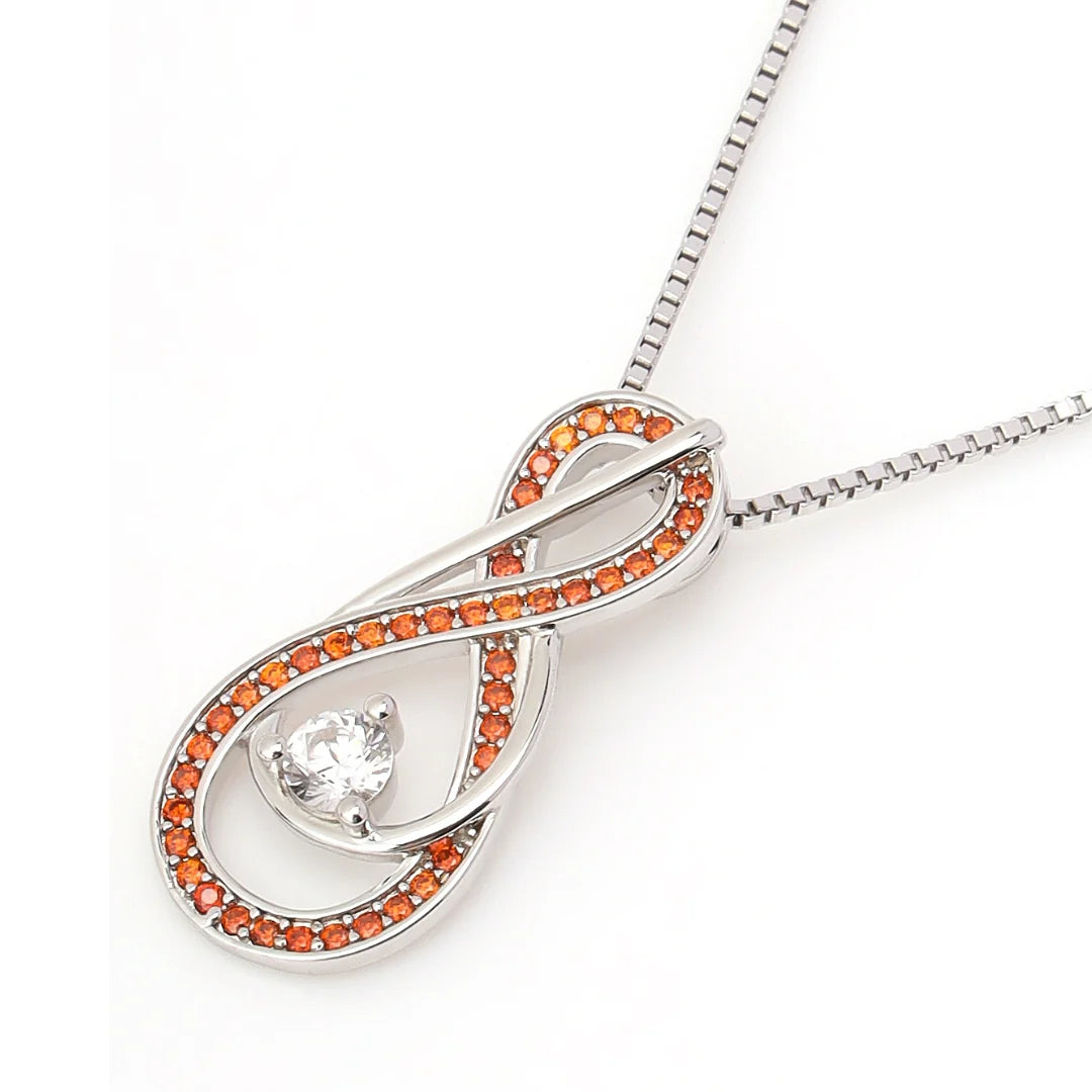 January birthstone necklace — garnet red infinity pendant in 925 sterling silver