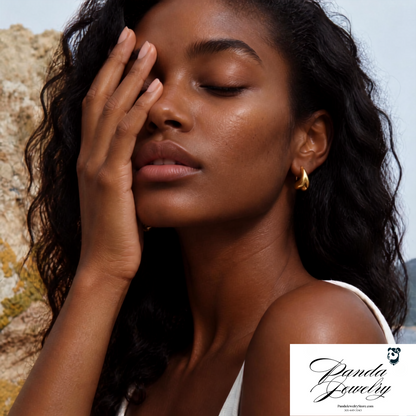 Model wearing earrings 