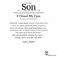 To My Son message card from Mom on a white background and Panda Jewelry store  logo