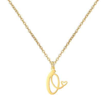 Heart Initial Necklace for Women — 18K Gold Plated, Personalized Letter + Heart Pendant