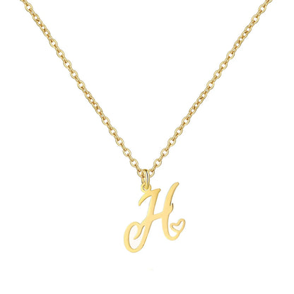 Heart Initial Necklace for Women — 18K Gold Plated, Personalized Letter + Heart Pendant