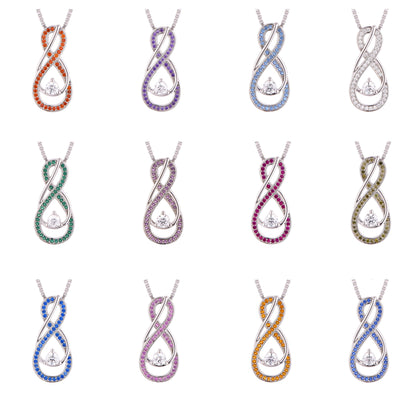 January Birthstone Necklace for Women — Garnet Red Infinity Pendant, 925 Sterling Silver