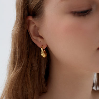 Electroforming Fashion Irregular Strip Pattern Large Light Bold Look Exaggerated Jewelry 999 Sterling Silver Hoop  Earrings