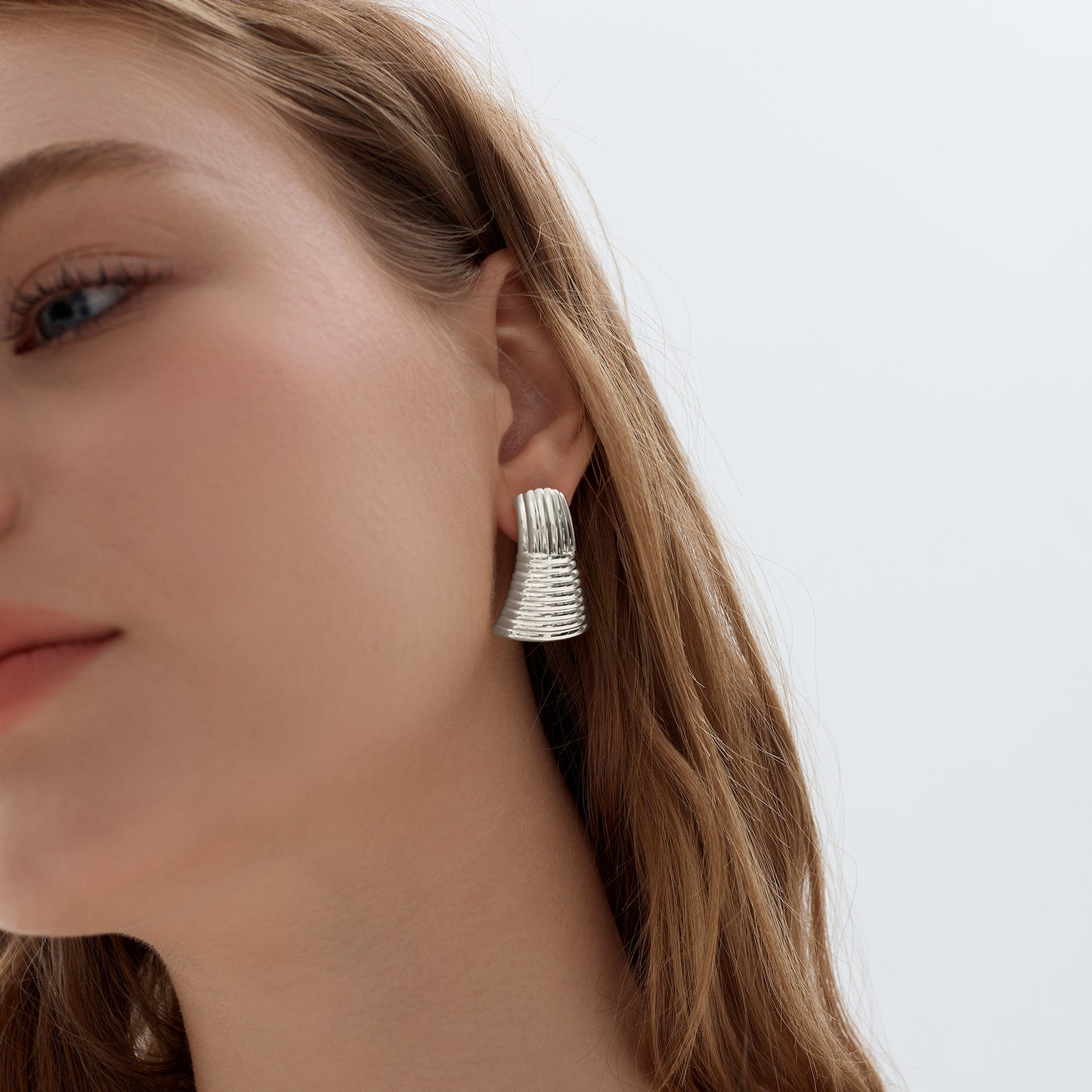 Exaggerated Chunky Electroforming Hollow Large Statement Fashion Jewelry Geometry 999 Sterling Silver Stud Earrings