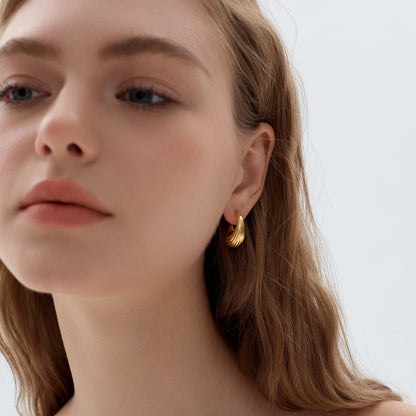Electroforming Fashion Irregular Strip Pattern Large Light Bold Look Exaggerated Jewelry 999 Sterling Silver Hoop  Earrings