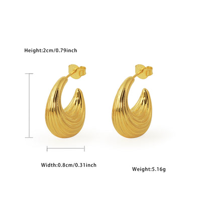 Electroforming Fashion Irregular Strip Pattern Large Light Bold Look Exaggerated Jewelry 999 Sterling Silver Hoop  Earrings