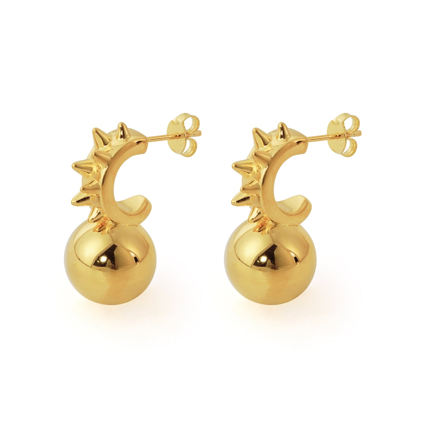 Fashion Jewelry Chunky Electroforming Hollow Light Large Round Ball 999 Sterling Silver Statement  Stud  Earrings