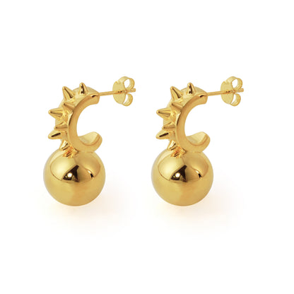 Fashion Jewelry Chunky Electroforming Hollow Light Large Round Ball 999 Sterling Silver Statement  Stud  Earrings