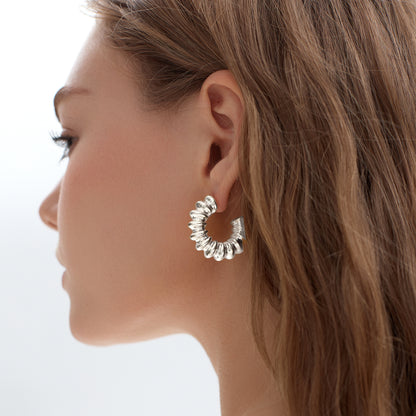 Hollow Chunky Electroforming Earrings Large Light 999 Sterling Silver Exaggerated Jewelry Bold Extra Large Statement Earrings