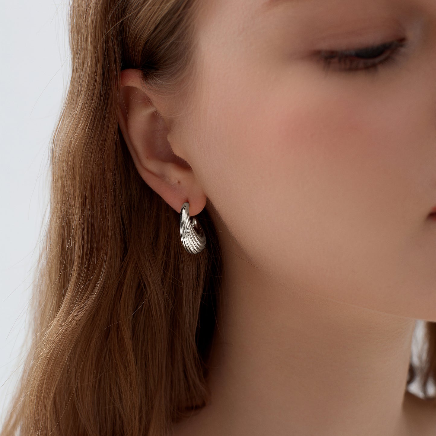 Electroforming Fashion Irregular Strip Pattern Large Light Bold Look Exaggerated Jewelry 999 Sterling Silver Hoop  Earrings
