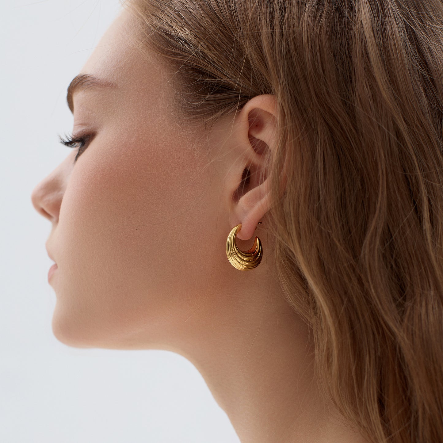 Electroforming Fashion Irregular Strip Pattern Large Light Bold Look Exaggerated Jewelry 999 Sterling Silver Hoop  Earrings