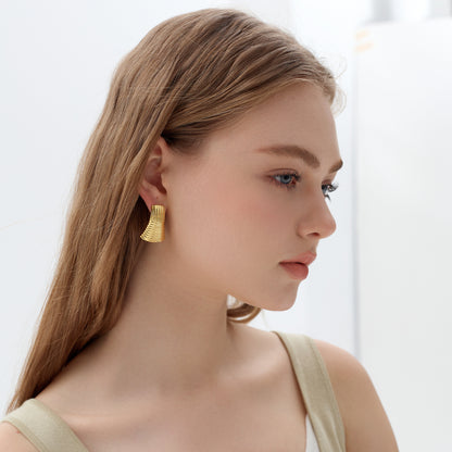 Exaggerated Chunky Electroforming Hollow Large Statement Fashion Jewelry Geometry 999 Sterling Silver Stud Earrings