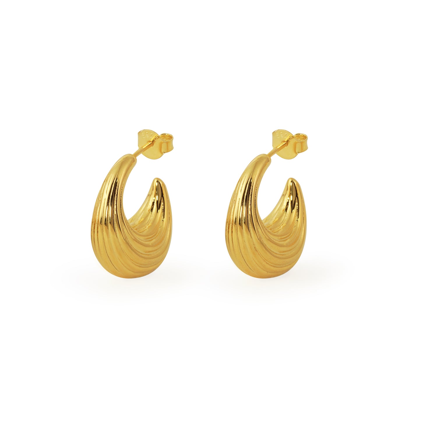 Electroforming Fashion Irregular Strip Pattern Large Light Bold Look Exaggerated Jewelry 999 Sterling Silver Hoop  Earrings