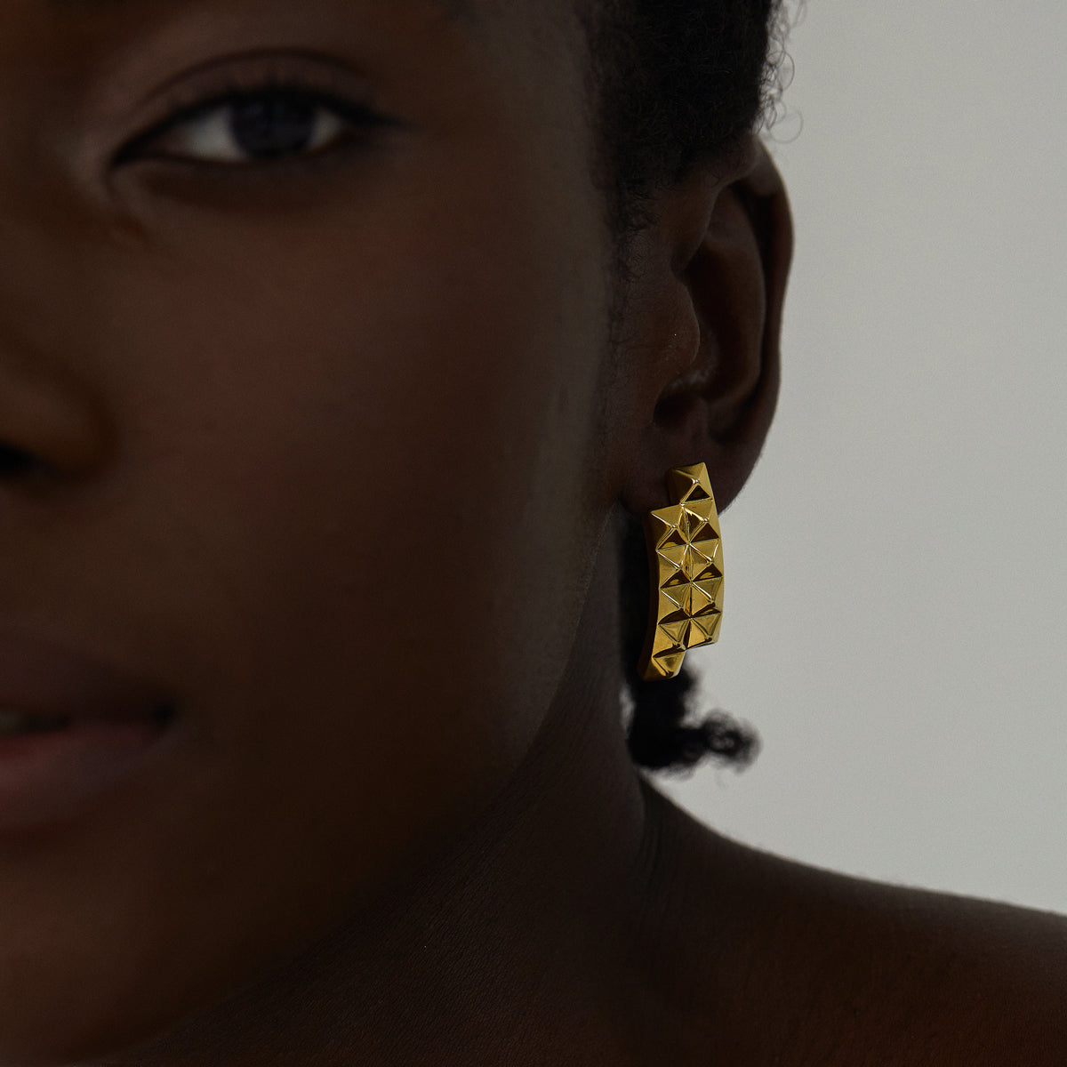Trendy Women Daily Fashion Statement Electroforming Bold 999 Pure Silver Geometry Irregular Square Rivet Chunky Earrings