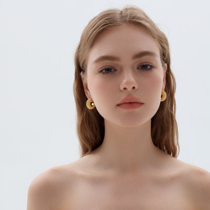 Electroforming Fashion Irregular Strip Pattern Large Light Bold Look Exaggerated Jewelry 999 Sterling Silver Hoop  Earrings