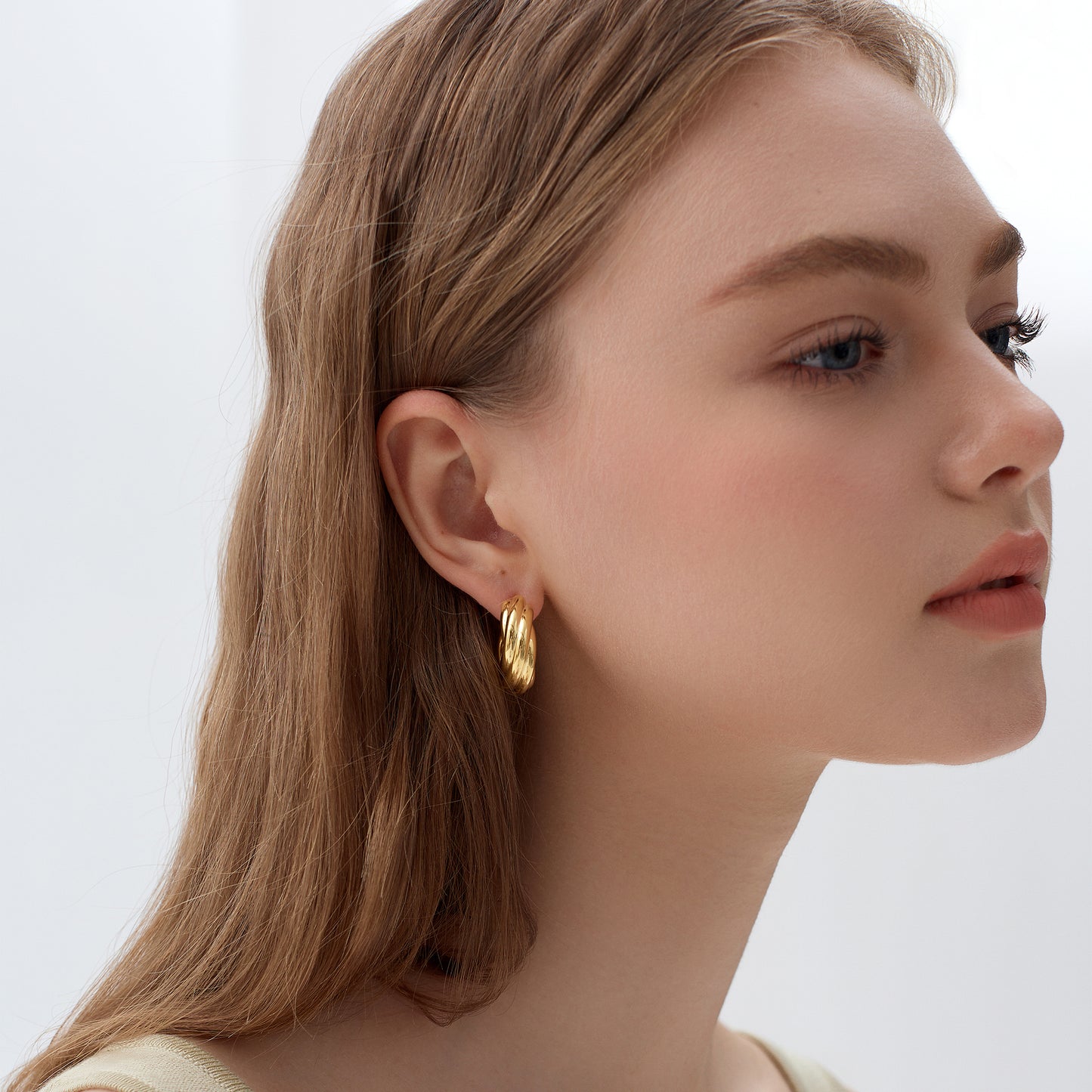 Exaggerated Hollow Chunky Electroforming Elegant Twisted 999 Sterling Silver Statement Jewelry Mini Round Hoop Earrings