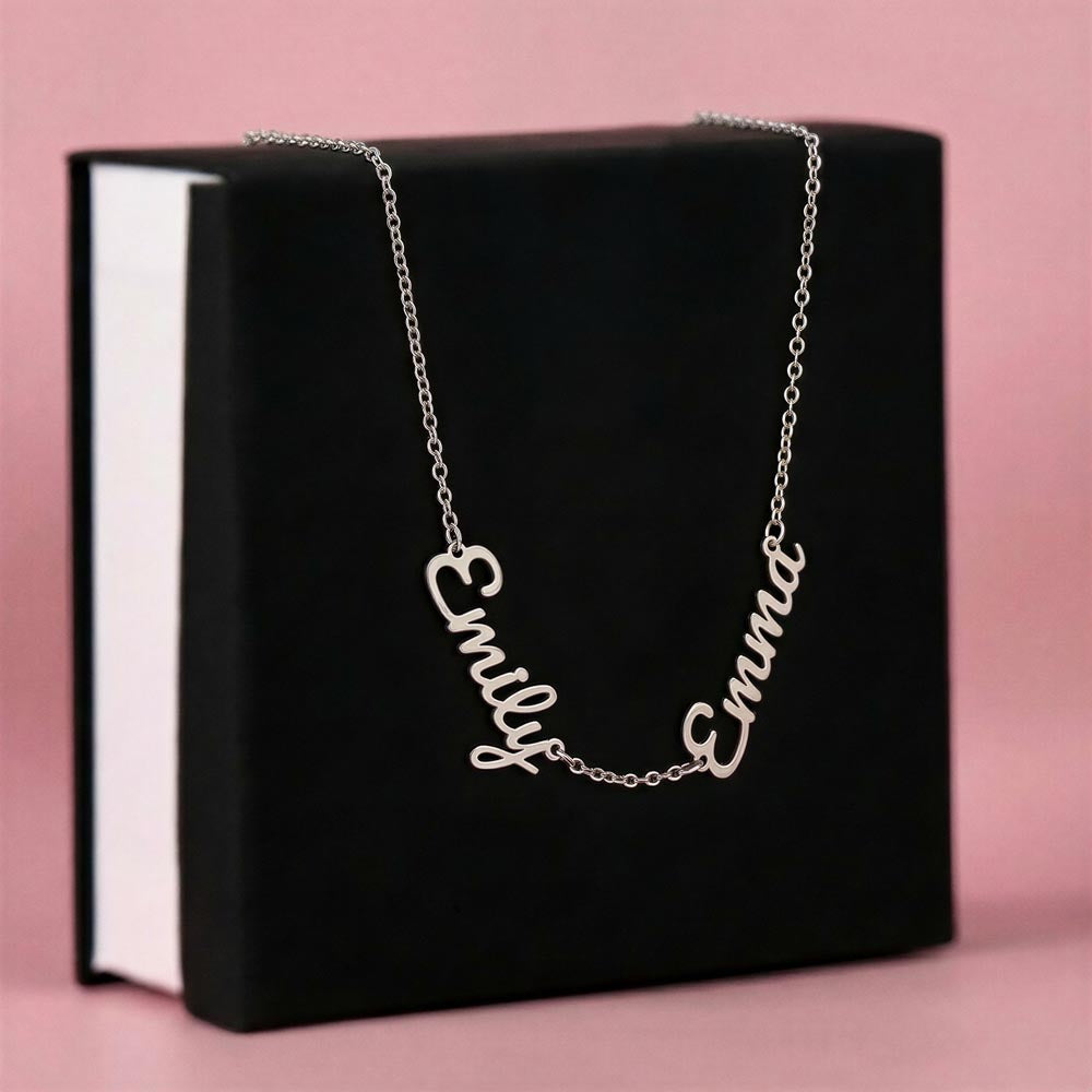 Multiple Name Necklace - Polished stainless steel or 18k yellow gold finish
