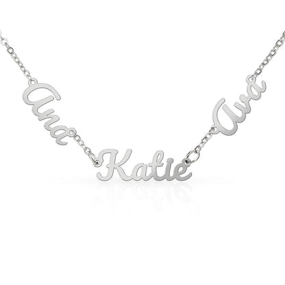 Multiple Name Necklace - Polished stainless steel or 18k yellow gold finish