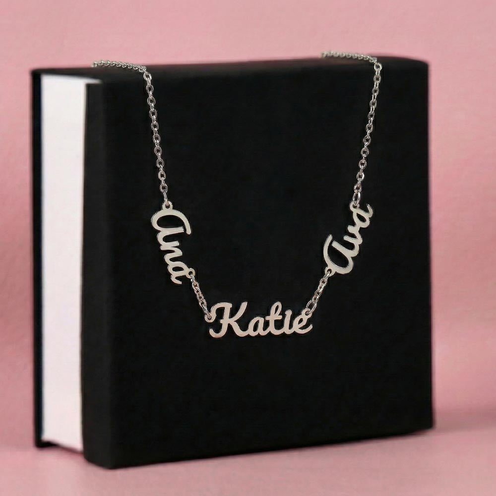Multiple Name Necklace - Polished stainless steel or 18k yellow gold finish