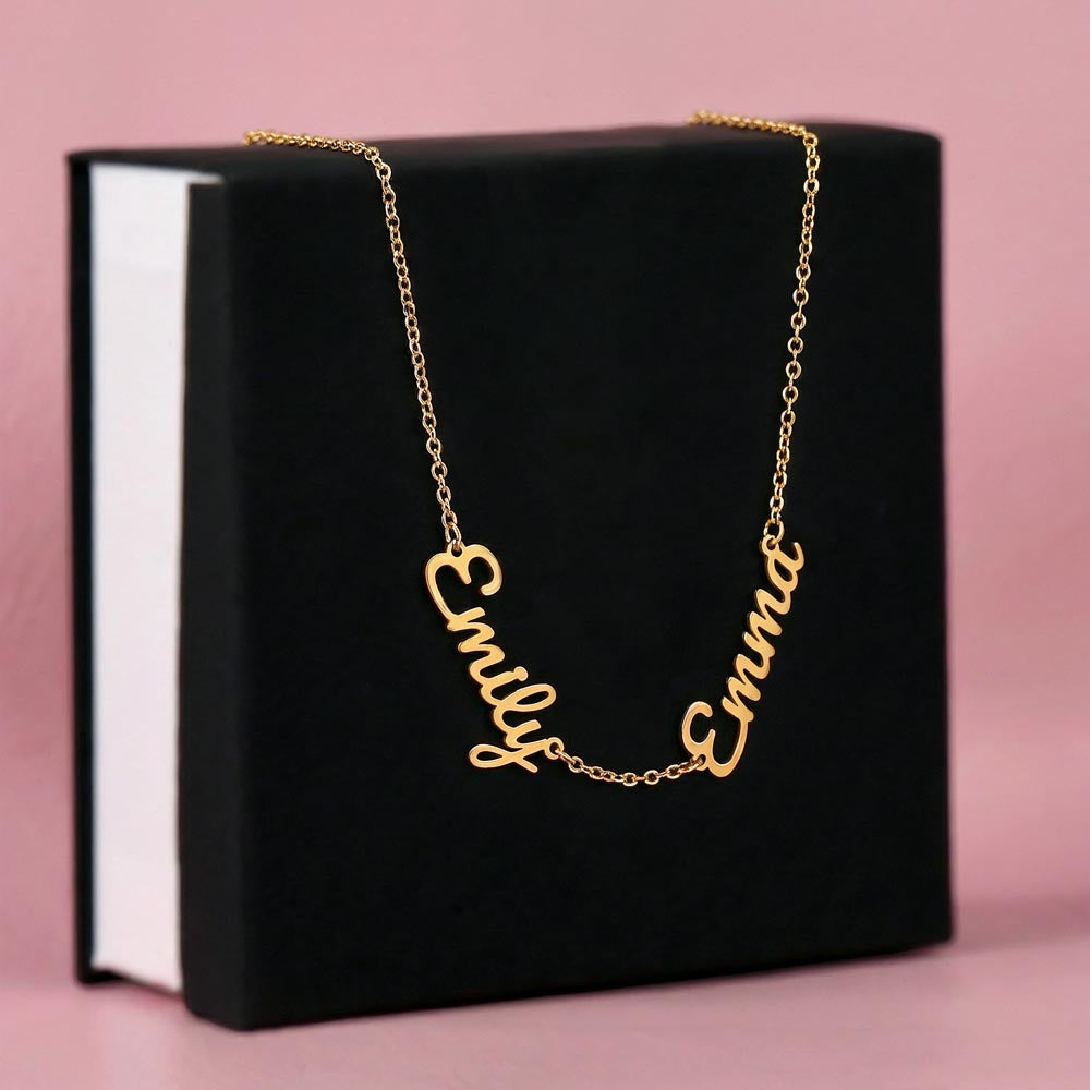Multiple Name Necklace - Polished stainless steel or 18k yellow gold finish