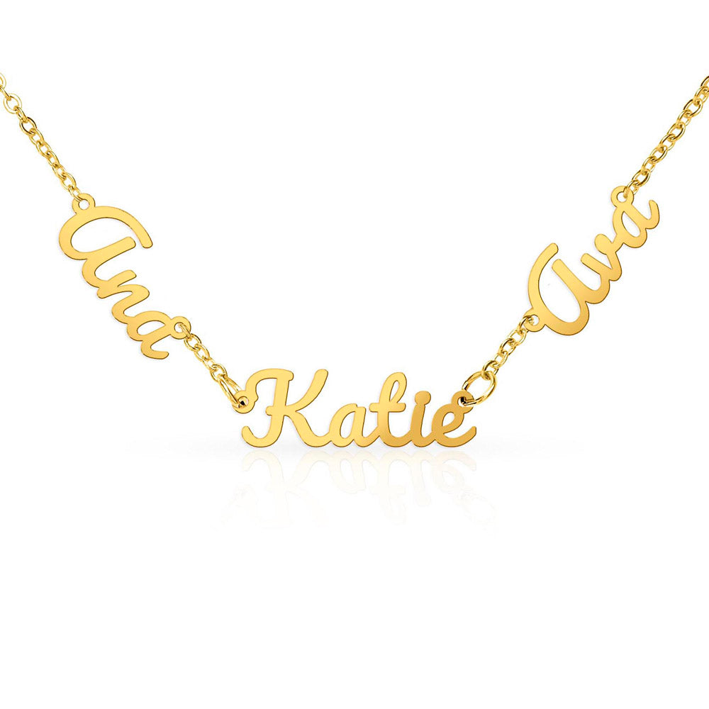 Multiple Name Necklace - Polished stainless steel or 18k yellow gold finish