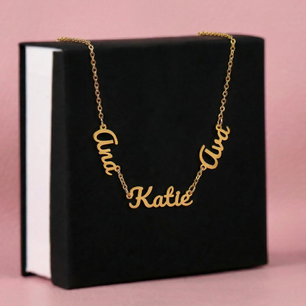 Multiple Name Necklace - Polished stainless steel or 18k yellow gold finish