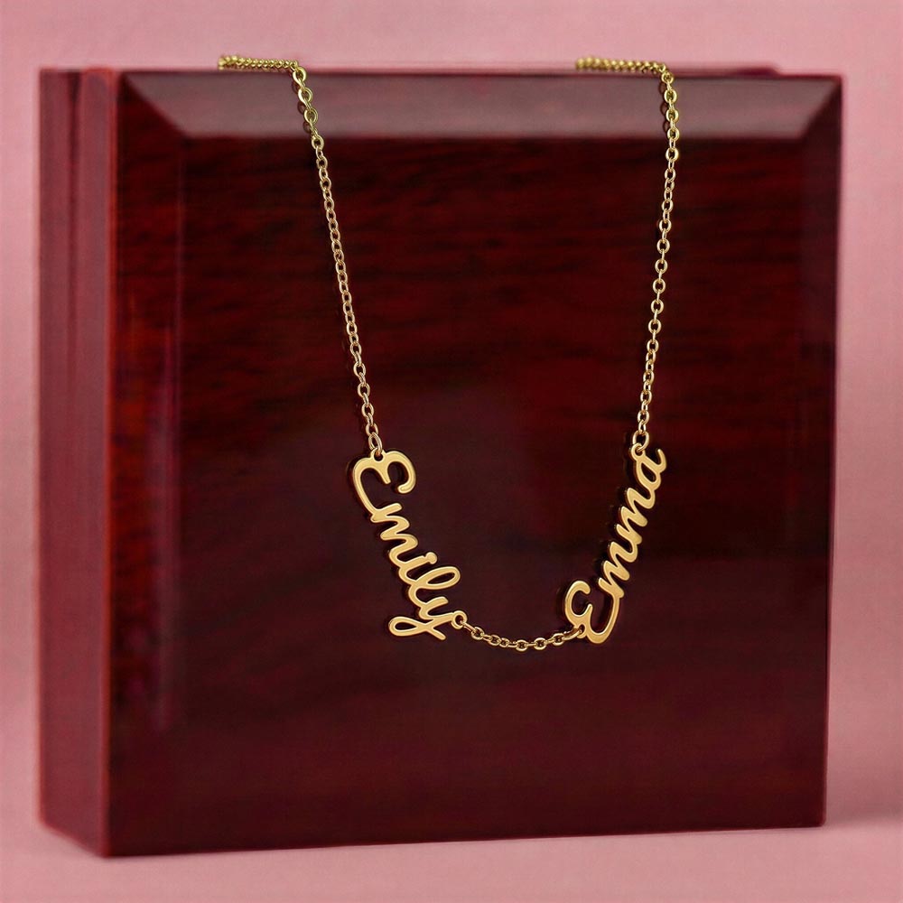 Multiple Name Necklace - Polished stainless steel or 18k yellow gold finish