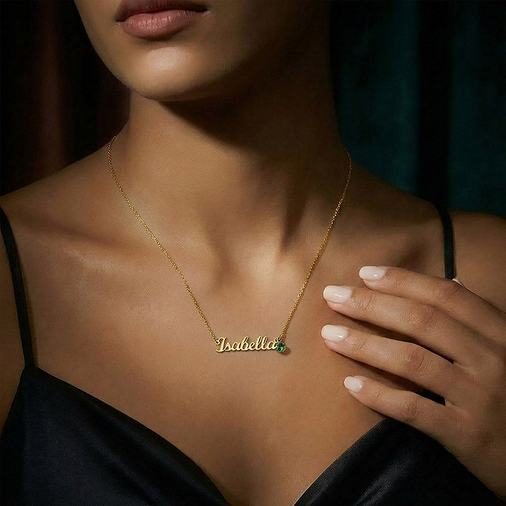 Custom Name Necklace with Birthstone | Panda Jewelry Store