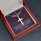 To My Daughter Love You Forever 18k White Gold Artisan-Crafted Cross Necklace with Ball Chain