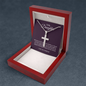 To My Daughter Love You Forever 18k White Gold Artisan-Crafted Cross Necklace with Ball Chain
