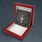 To My Son Love You Forever 18k White Gold Cross Pendant Artisan-Crafted Necklace