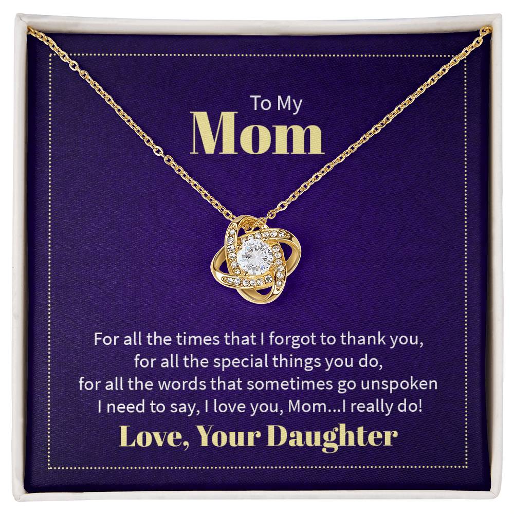 To Mom | From Daughter |Timeless Love Knot Necklace for Special Occasions