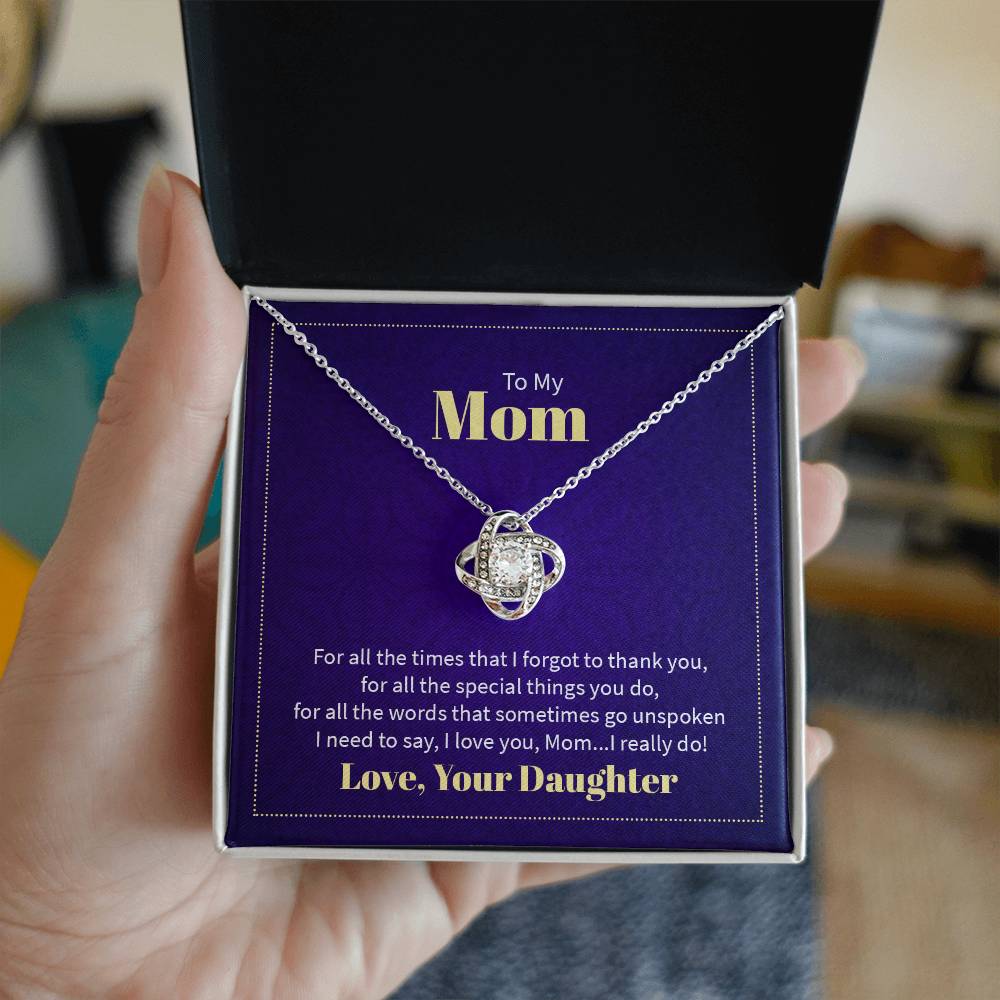 To Mom | From Daughter |Timeless Love Knot Necklace for Special Occasions