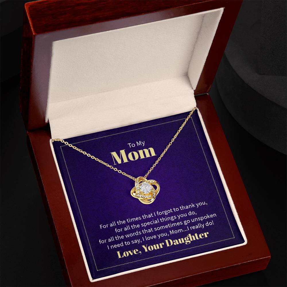 To Mom | From Daughter |Timeless Love Knot Necklace for Special Occasions