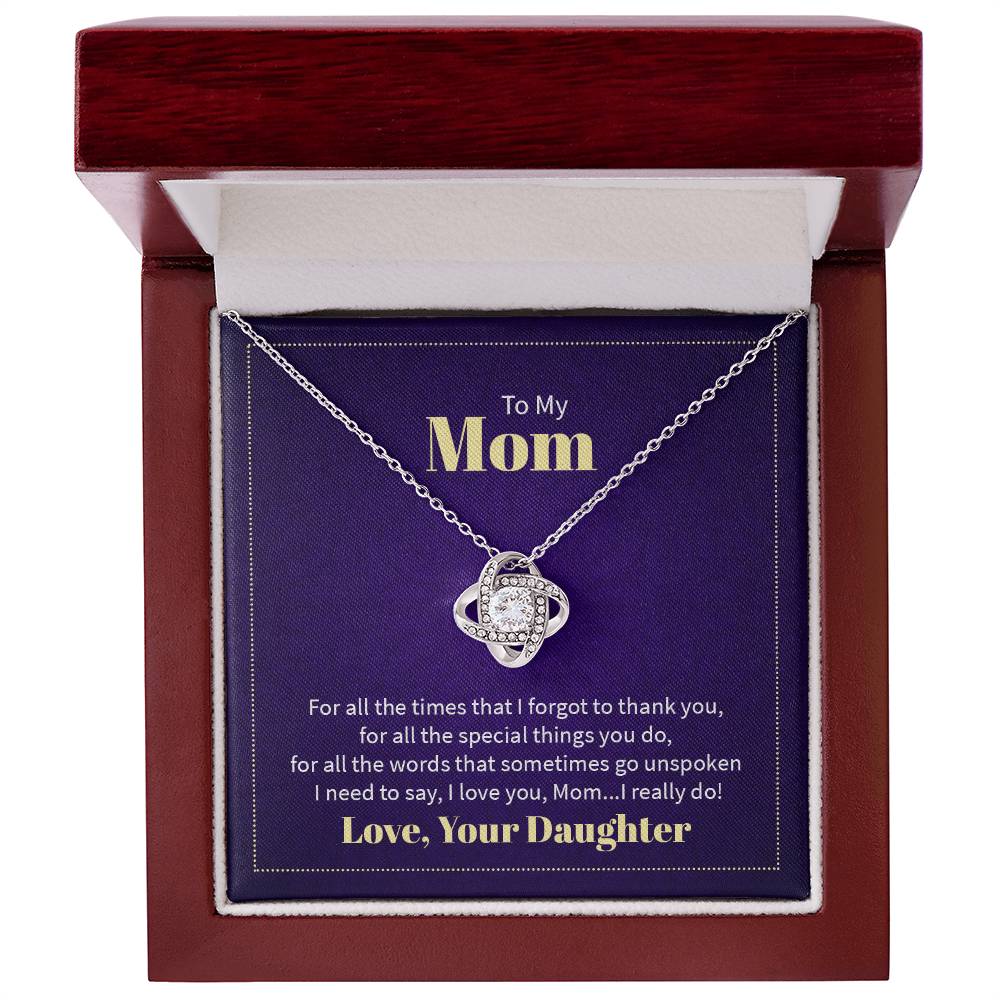 To Mom | From Daughter |Timeless Love Knot Necklace for Special Occasions