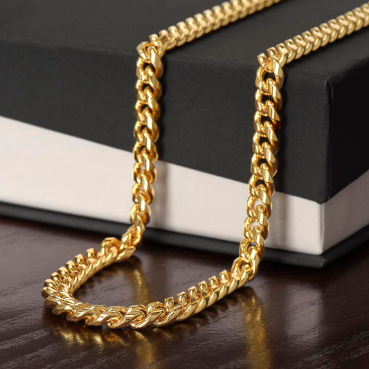 Cuban Link Chain for men gift packaging — soft touch box and mahogany LED luxury box options