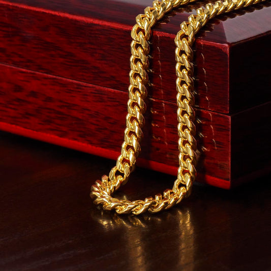 14k Yellow Gold Cuban Link Chain for Men – Premium Stainless Steel, Luxury Gift for Him | Panda Jewelry Store